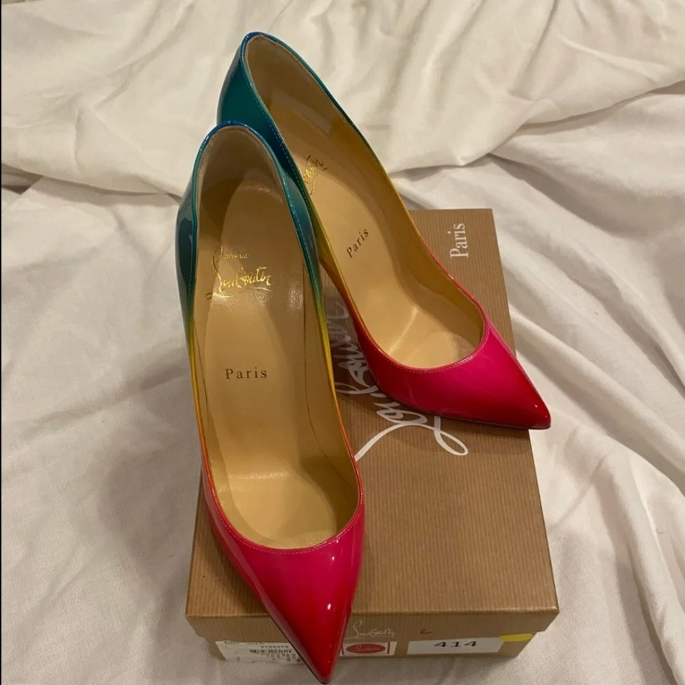 Christian Louboutin Vibrant Multicolor Stiletto Heels - Picture 2 of 7